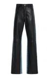 Haikure Star Leather And Denim High-rise Straight-leg Jeans In Black