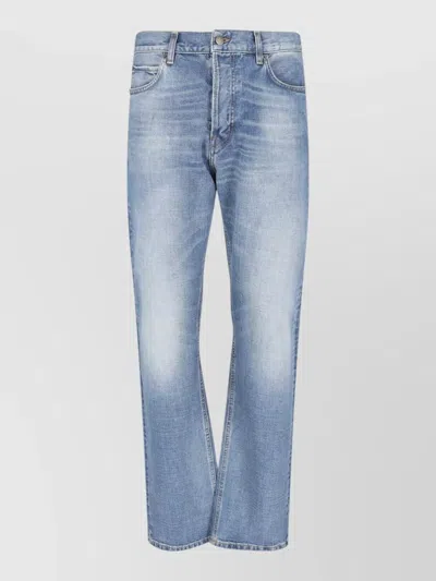 Haikure Straight Jeans Belt Loops Contrast Stitching In Blue