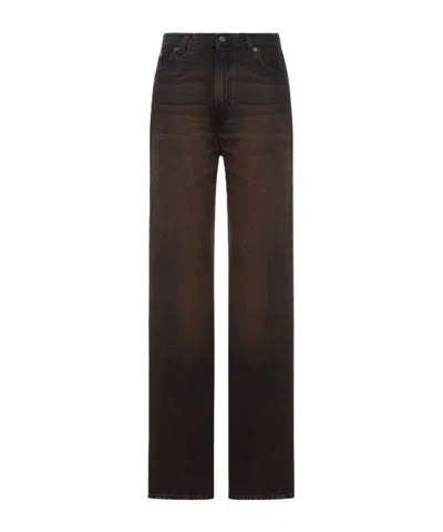 Haikure Brown Vintage Effect Korea Jeans In Multi