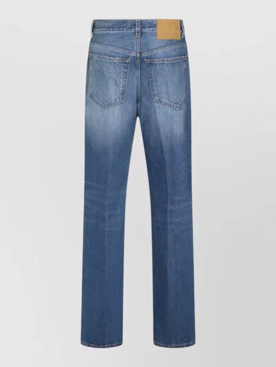 Haikure Straight Leg Trousers Belt Loops Rivets In Blue