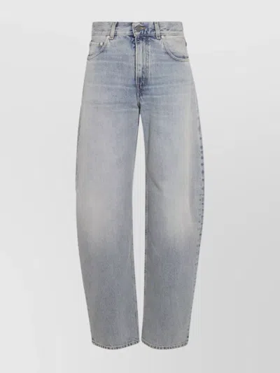 Haikure Straight Leg Trousers With Belt Loop Detail In Gray