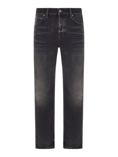 Haikure Straight Leg Washed Denim Jeans With Pockets In Black