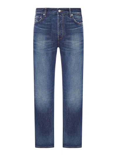 Haikure Straight Leg Washed Denim Jeans With Pockets In Blue