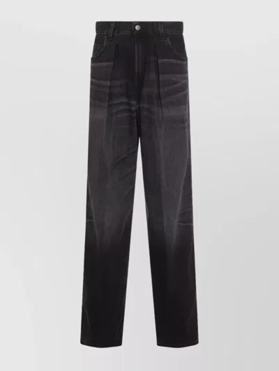 Haikure Straight Trousers With Patch And Pockets In Black