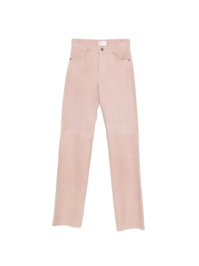 Haikure Suede Five Pocket Straight Leg Trousers In Pink