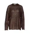 Haikure Crewneck Knitwear Sheer Fabric In Brown