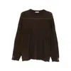 Haikure Frayed-hemline Round-neck Sweater In Brown