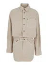 Haikure 'tamu' Beige Dress With Drop Shoulders And Logo Patch On The Back In Cotton Woman