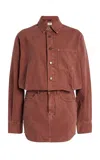 Haikure Tamu Denim Mini Shirt Dress In Brown