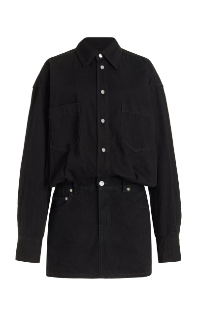 Haikure Tatum Denim Shirt-skirt Combo Mini Dress In Black