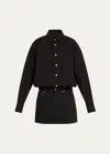 Haikure Tatum Denim Shirt-skirt Combo Mini Dress In Black