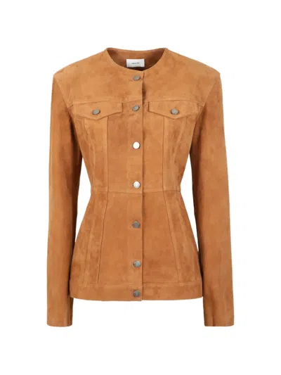 Haikure Temple Suede Jacket In Brown