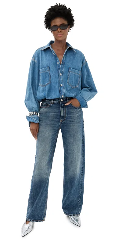 Haikure Tilda Two-tone Denim Jumpsuit In Blue
