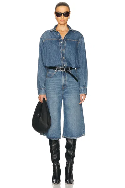 Haikure Denim Long-sleeved Jumpsuit In Blue