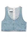 Haikure Cropped Eyelet Sleeveless Top Wide Neckline In Blue