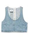 Haikure Cropped Eyelet Sleeveless Top Wide Neckline In Blue