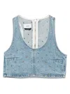 Haikure Cropped Eyelet Sleeveless Top Wide Neckline In Blue
