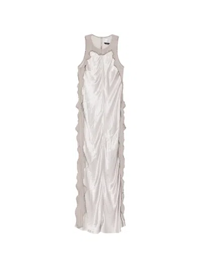 Haikure Toto Frayed-edge Dress In Silver