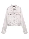 Haikure Silk Crack-print Tricky Denim Jacket In Violett