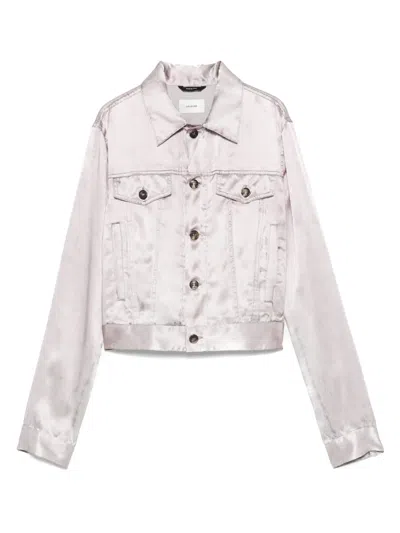 Haikure Silk Crack-print Tricky Denim Jacket In Violett