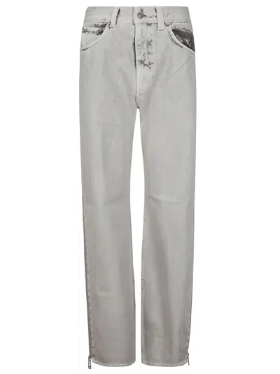 Haikure Triumph Zip-detailed Rigid Mid-rise Wide-leg Jeans In Grey