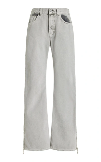 Haikure Triumph Zip-detailed Rigid Mid-rise Wide-leg Jeans In Grey
