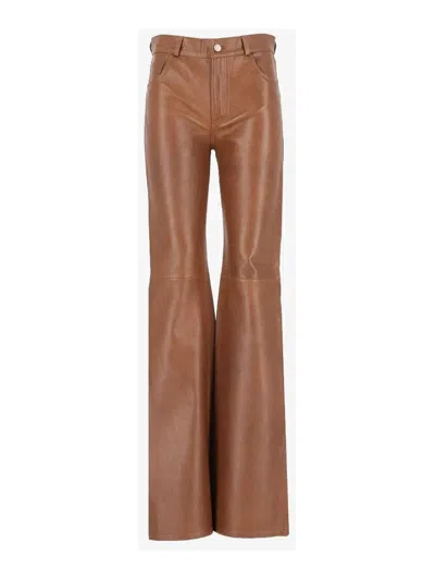 Haikure Trousers Flora Silky In Leather In Brown