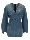 Haikure V-neckline Long Sleeves Panel Detailing Dress In Blue