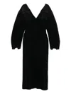 Haikure V-neck Puff-sleeve Midi Dress In Black