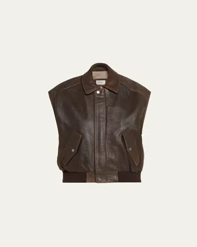 Haikure Val Nappa Leather Vest In Brown