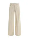 Haikure Beige Cotton Casual Pants In Green