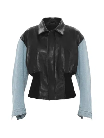 Haikure Vivienne Panelled Leather Jacket In Black