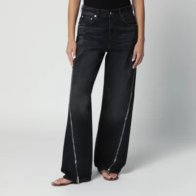 Haikure Washed Black Jeans With Zip Detail In Transparent