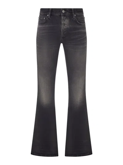 Haikure Washed Denim Flare Jeans With Pockets In Black