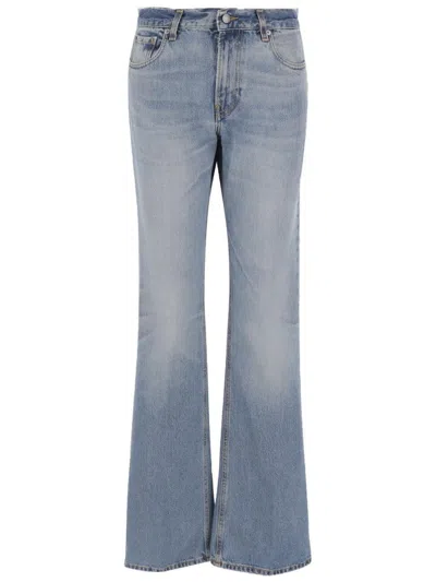HAIKURE WASHED LIGHT DENIM JEANS WITH WIDE LEG