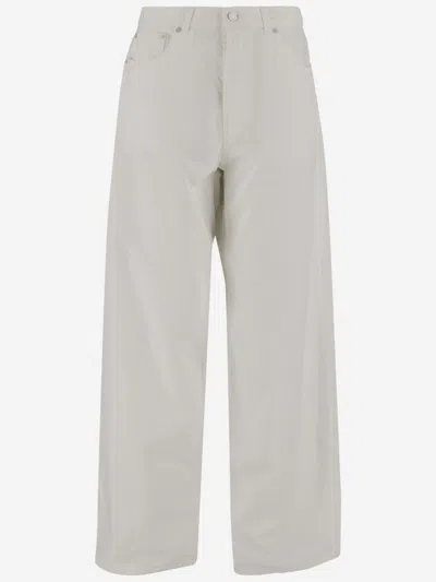 Haikure White Cotton And Linen Jeans In Gray