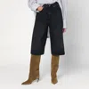 Haikure Wide Leg Denim Bermuda With Belt Loops In Black