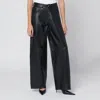 Haikure Wide Black Leather Pants In Black