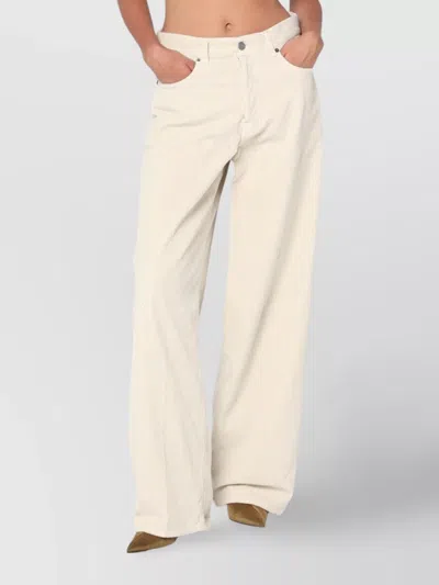 Haikure Wide Corduroy Trousers Belt Loops In Neutral
