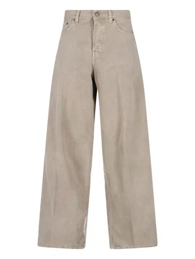 Haikure Wide Cotton And Linen Jeans In Neutral
