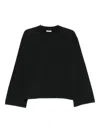 Haikure Wide-cuff Cotton Top In Black