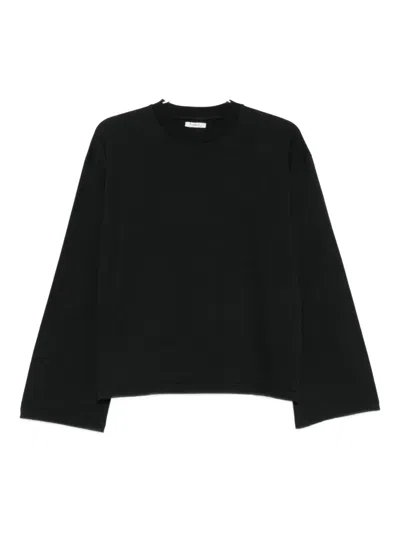 Haikure Wide-cuff Cotton Top In Black