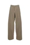Haikure Wide Denim Pants With Relaxed Fit And Classic Five-pocket Styling In Brown
