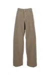 Haikure Wide Denim Pants With Relaxed Fit And Classic Five-pocket Styling In Green