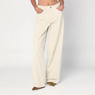 HAIKURE WIDE ECRU CORDUROY TROUSERS