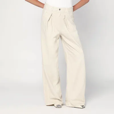 HAIKURE WIDE ECRU CORDUROY TROUSERS