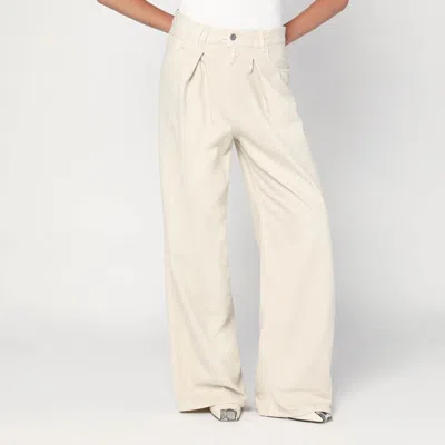 HAIKURE HAIKURE WIDE ECRU CORDUROY TROUSERS