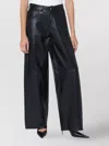 Haikure Wide Leather Trousers High-waisted Fit In Black