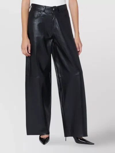 Haikure Wide Leather Trousers High-waisted Fit In Black