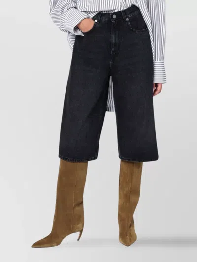 HAIKURE WIDE LEG DENIM BERMUDA WITH BELT LOOPS